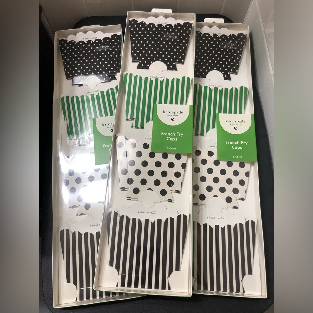 Kate Spade Set of 24 Green and Black French Fry Holders